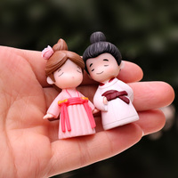 2 pièces Statue garçon et fille poupée amoureux Kawaii, décoration de gâteau de jardin, cadeau de saint-valentin, amoureux des Couples, Mini figurines