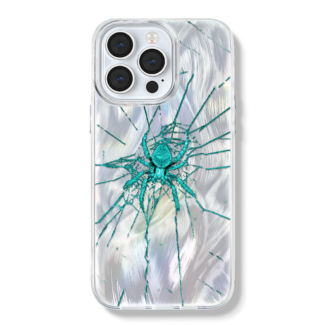 Blue Spider Case for IPhone17 16 15 Pro Max 14 13 12 IMD with Glacier Texture Protection Cover
