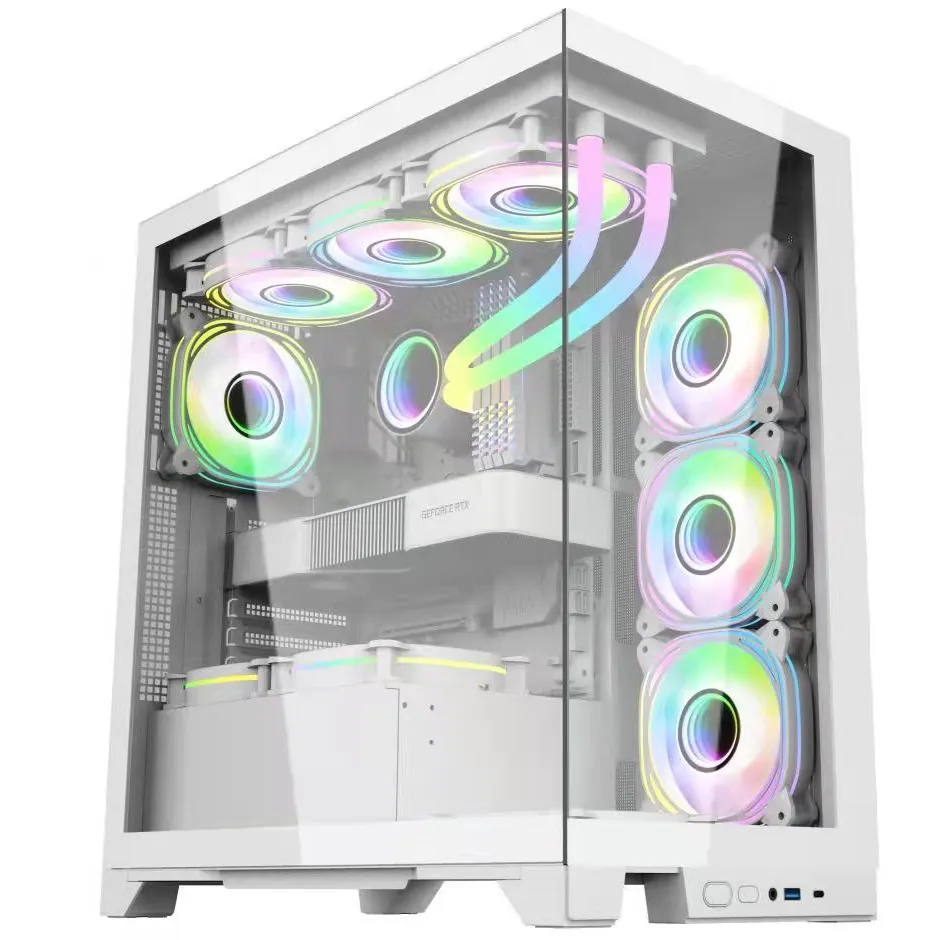 Powercase Oem Tempered Glass Atx Smart Case Desktop Cabinet Pc Computer Gaming Pc Case Rgb Fans Computer Cases Towers