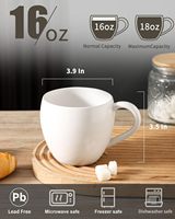 Ensemble de 4 tasses à café en grès blanc écologique de 16 oz, forme ventrue moderne, personnalisable avec logo, pour la vente en gros