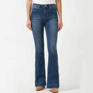 Nouveau design – Jean en denim de haute qualité pour femme, coupe droite, taille haute, évasé, style pattes d'éléphant - Product Image 2