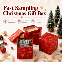 Boîte cadeau de Noël de luxe rouge réutilisable avec poignée en ruban, fermeture magnétique personnalisée, boîte en carton rigide pliable