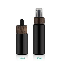 Envase YAN de 30ml 50ml, Botella de Vidrio Violeta/Negro Ecológica Personalizada con Gotero/Bomba y Collar de Ceniza Natural para Aceite Esencial y Sérum
