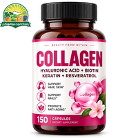 Capsules de collagène multi-nutriments à haute teneur, acide hyaluronique, biotine, kératine, resvératrol, pour la nutrition complète des cheveux, de la peau et des ongles