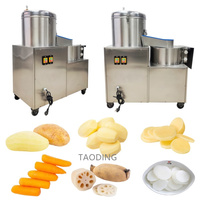 Laveuse-Éplucheuse de Pommes de Terre Professionnelle 100-500 kg/Heure, Éplucheuse-Trancheuse de Pommes de Terre et de Taro, Machine de Nettoyage pour Carottes et Pommes de Terre