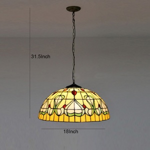 LongHuiJing Baroque Pattern 20Inch Chandelier Pendant <b>Lighting</b> Tiffany Stained Glass Lamp Style Ceiling Lamps - Product Image 2