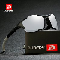 DUBERY Boutique Officielle 2026 Lunettes de Soleil Rétro Vintage Style Motard Monture Rectangulaire en PC Verres Bleus et Rouges en Polycarbonate pour le Sport