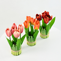 Lot de 5 mini-tulipes artificielles en PU, aspect naturel, en pot, pour centre de table et décoration de maison et d'hôtel
