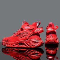 Chaussures de course montantes pour hommes, taille 46, en maille respirante, style graffiti, design à bordure de lame, semelle extérieure en caoutchouc, vente en gros, tendance