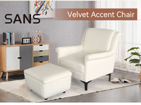 Sans moderne blanc canapé simple fauteuil repose-pieds durables grande taille jambes en métal coussin doux pour salon chambre chaise d'appoint