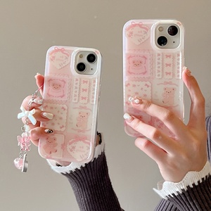 <span class=keywords><strong>Coque</strong></span> de Téléphone <span class=keywords><strong>Rose</strong></span> Ours Cœur Style Ins pour iPhone 15 Pro Max 16 14 13 7 Plus, Emballage de Vente au Détail avec Support de Téléphone Inclus - Product Image 1