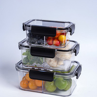 Boîte de conservation des aliments sans BPA récipient de stockage des aliments empilable hermétique en plastique transparent Bento Lunch BoxNo