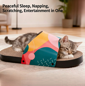 Cat Trees Corrugated <b>Paper</b> Scratcher Geometric <b>Pattern</b> Durable Safe 1 Level 51x21x14.5 Cm Cat Supplies - Product Image 3