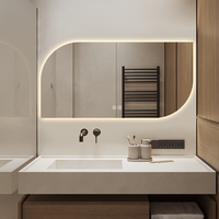 Modern LED Irregular Shape Smart Bathroom Mirror Back Light Shatter-Proof Wall Lighted Dimming Antifog Mirror for Hotels