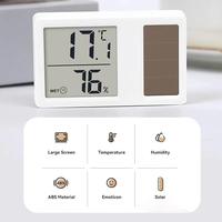 Higrometer Mini berdiri kecil, pengukur temperatur dan kelembapan Digital tenaga surya, termometer dalam ruangan rumah tangga