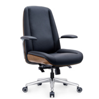 Chaise de bureau de luxe élégante et traditionnelle à dossier haut, 5 étoiles, accoudoirs en cuir véritable, alliage d'aluminium, ergonomique, pivotante, pour cadres