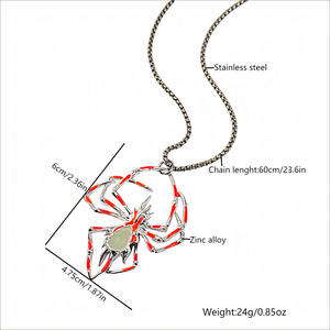 Nuevos collares con colgante de araña luminosa de Halloween, <span class=keywords><strong>cuchillos</strong></span> creativos de Hip Hop <span class=keywords><strong>Spyderco</strong></span>, collar de acero inoxidable - Product Image 3