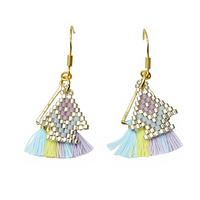 Nouvelles Boucles d'oreilles pendantes classiques personnalisées en forme de petit poisson rouge avec pompon, perles de riz Miyuki, faites à la main, vente directe d'usine