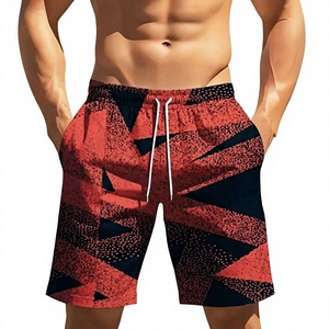Shorts de Baño para Hombre, Doble Capa, Estampado Geométrico, Cintura Media, Cordón Ajustable, Transpirables, Secado Rápido, Poliéster/Algodón, Casuales - Product Image 1