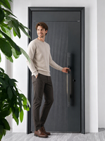 Porte d'entrée principale moderne et minimaliste, anti-effraction, finition élégante, à pousser et tirer, pour villa résidentielle