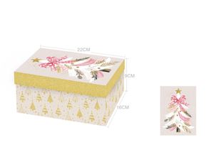 En stock : 3 boîtes de Noël emboîtables rigides en carton gris, imprimées camion rouge et sapin de Noël, emballage cadeau de fêtes - Product Image 4