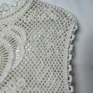 Maglione all'uncinetto senza maniche <span class=keywords><strong>bianco</strong></span> a collo rotondo da donna con <span class=keywords><strong>pizzo</strong></span> ricamato - Product Image 4