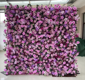 M42 5D Pared de flores de seda enrollable <span class=keywords><strong>Lila</strong></span> Pared de flores moradas Pared de flores artificiales telón de fondo para eventos de boda decoración de fondo - Product Image 3