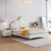 Lit de Princesse Moderne en Cuir Rose pour Chambre d'Enfants, Lit Superposé ou Lit à Barrières de Luxe, Disponible en Tailles Queen et King pour Mobilier d'Appartement