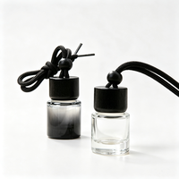 Diffuseur de parfum rond en verre vide de 8 ml avec bouchon en bois pour voiture, flacon suspendu pour désodorisant