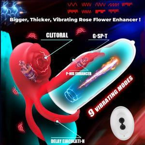 Doppio motore coppia risonatore ispessimento vibratore grande pene martellante clitoride telecomando rosa blocco dello sperma anello per coppie - Product Image 2