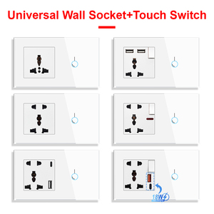 Interruptor de Pared Inteligente Tipo 146, Enchufe WiFi Tuya con Panel de Vidrio, Enchufe para Reino Unido, Multifunción, Compatible con Google <span class=keywords><strong>Alexa</strong></span> para Hogar Inteligente - Product Image 1