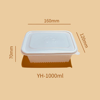 Boîte à lunch rectangulaire jetable en PP à compartiment unique, compatible micro-ondes et réfrigérateur, pour plats à emporter, emballage blister