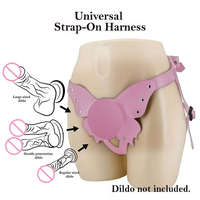 Harnais universel à sangle en cuir rose papillon, sous-vêtements ajustables avec anneau en O, ceinture string, jouets pour adultes pour couples