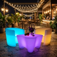 Ensemble de meubles de jardin décoratifs à LED imperméables à 16 couleurs, rechargeables, éclairage lumineux pour table et chaises de jardin, parc, plage