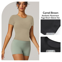 Haut de sport respirant et antibactérien à manches longues pour femme, idéal pour le yoga, la course en extérieur, avec logo frontal – Ensemble