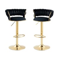 Tabouret de bar réglable pivotant à dossier court Tabouret de bar doré Tabourets de bar Tabourets de bar de luxe Tabourets de bar modernes en velours beige pour la cuisine