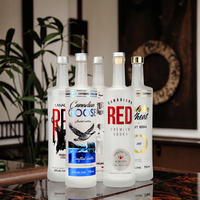 Bouteille de vodka en verre dépoli de première qualité de 750ml personnalisée en gros Conteneur de liqueur vide de qualité supérieure avec bouchon à vis