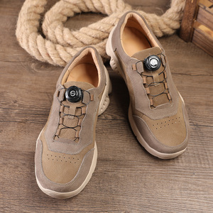 Chaussures bateau en cuir pour hommes, bout rond, semelle EVA, respirantes, à lacets, couleur unie, toutes saisons, usage décontracté - Product Image 4