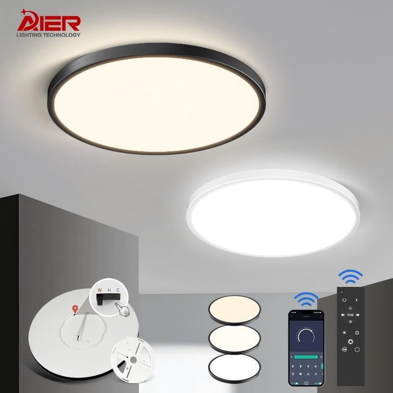 Modern Smart 20W-56W LED Ceiling Light Fixture Ultra-Thin 3CCT Stepless Dimming ABS Cover for Home Living Room Ceiling Lighting
