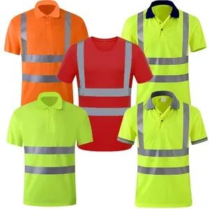 Beschermende Groothandel Hi Vis Veiligheidswerk Constructie Reflectie Veiligheid Hoge Zichtbaarheid T-Shirts Reflecterend Poloshirt