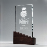 Vente en gros de trophée de souvenir en cristal k9 avec plaque de base en bois
