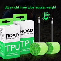 Kit de réparation de chambre à air de vélo en TPU ultra-léger et anti-crevaison avec valve française de haute qualité (45, 65, 85 mm) pour vélos de montagne et de route