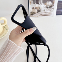 Coque de téléphone souple en silicone liquide pour iPhone 18 17 16 15 14 Plus 13 Pro Max, avec sangle mate et finition bonbon, accessoires de téléphone en gros