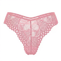Nouveau design Culotte string en dentelle rouge pour adolescente avec petites fleurs imprimées culotte bikini string