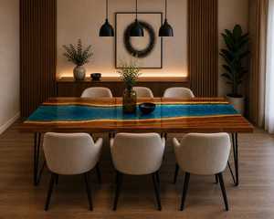 Premium Handmade Wood Resin <b>Epoxy</b> Dining <b>Table</b> Modern Luxury Furniture Natural Wood Design Decorative Dining Furniture - Product Image 3