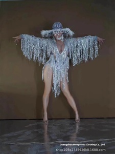 Performance di lusso per <span class=keywords><strong>cantanti</strong></span> e compagnie di ballo gonna di lusso con nappe d'argento con diamanti di fascia alta Siaman per il balletto Bar del Club - Product Image 6