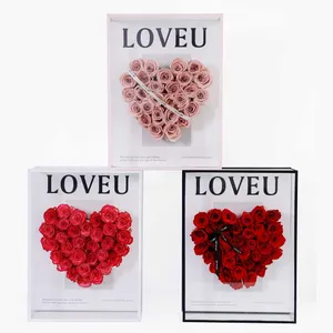 OEM 바다의 심장 별도의 선물 가방이있는 고급 아크릴 직사각형 꽃 선물 상자 발렌타인 데이 꽃 포장