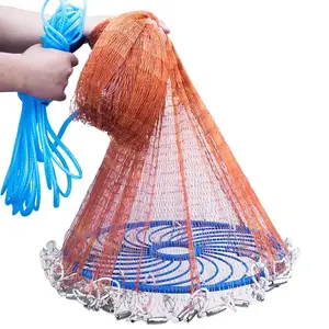 Popular white 4~12 Feet Nylon Hand Cast Net throwing net for fishing Newbility mesh size 3/8"poly hand rope fishing cast net