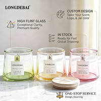 Conteneurs de bougies d'aromathérapie vides personnalisés en gros, pots à bougies en verre dégradé à large ouverture avec couvercle en bois pour la décoration intérieure