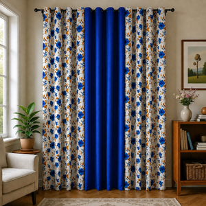 <span class=keywords><strong>Tende</strong></span> Oscuranti All'Ingrosso con Stampa Floreale e Occhielli, Drappeggi per Camera da Letto e <span class=keywords><strong>Soggiorno</strong></span>, Tenda Moderna Bicolore Patchwork con Occhielli - Product Image 2
